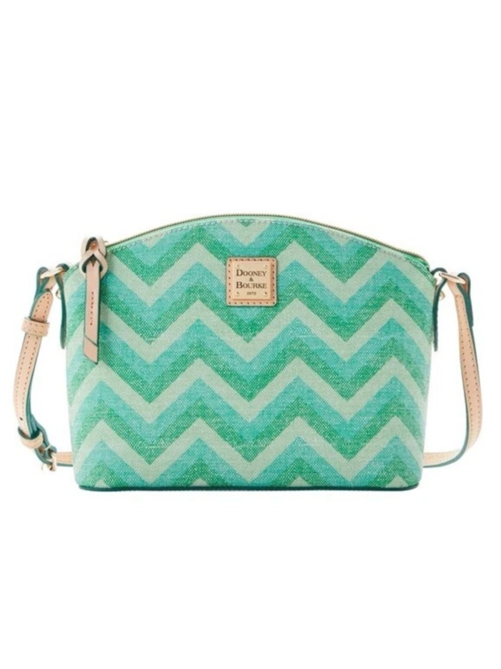 Dooney & Bourke Classic Coastal Preppy Green Teal Chevron Suki Crossbody Bag